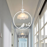 Vintage Birdcage Classic Floral Round Metal Pendant Light Image - 3