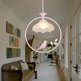 Vintage Birdcage Classic Floral Round Metal Pendant Light Image - 5