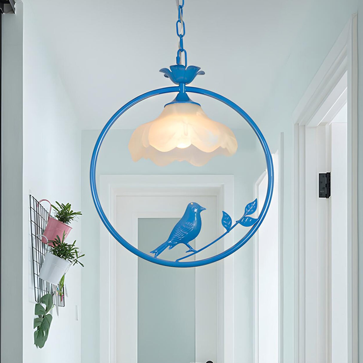 Vintage Birdcage Classic Floral Round Metal Pendant Light Image - 7