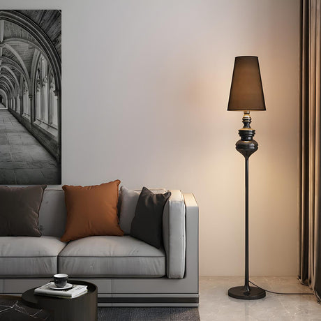 Vintage Black Classic Tapered Shade Floor Lamp Image - 1
