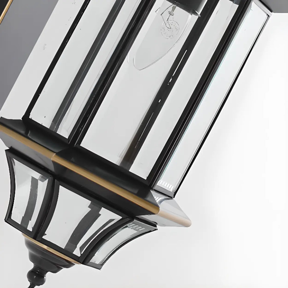 Vintage Black Glass LED Exterior Wall Lantern Light Image - 10