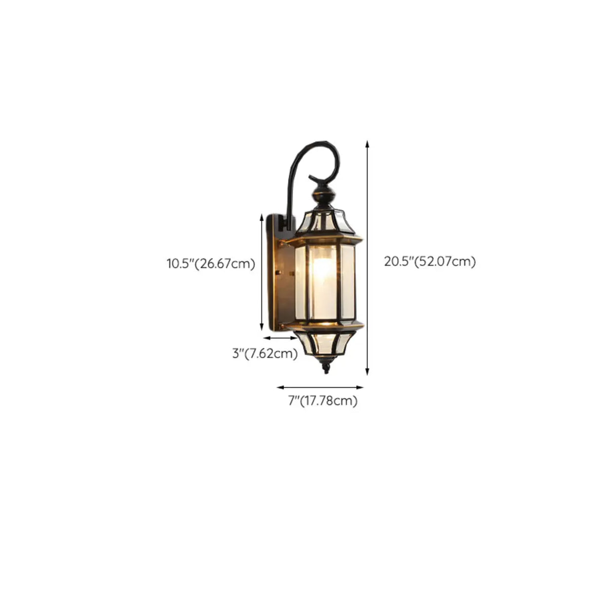 Vintage Black Glass LED Exterior Wall Lantern Light 