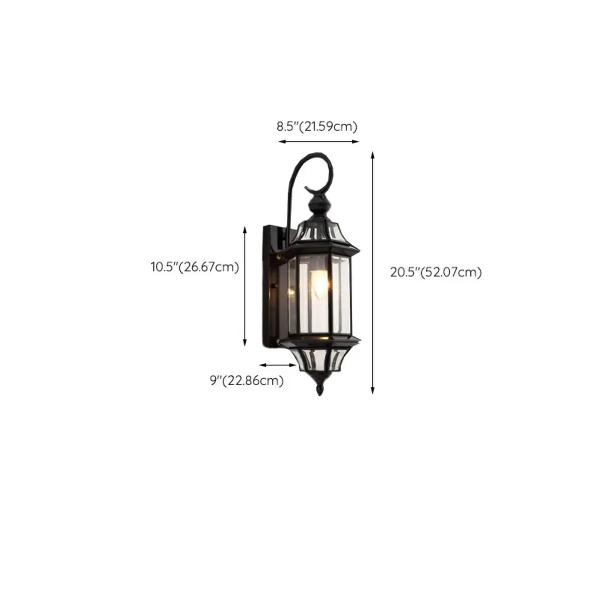 Vintage Black Glass LED Exterior Wall Lantern Light Image - 13