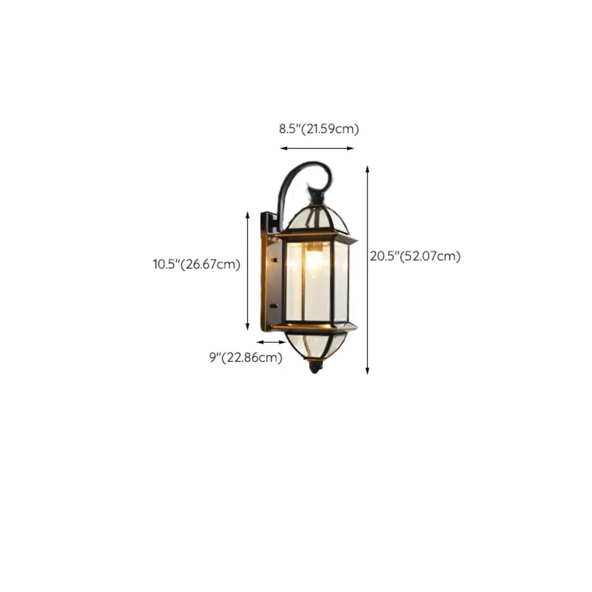 Vintage Black Glass LED Exterior Wall Lantern Light Image - 14