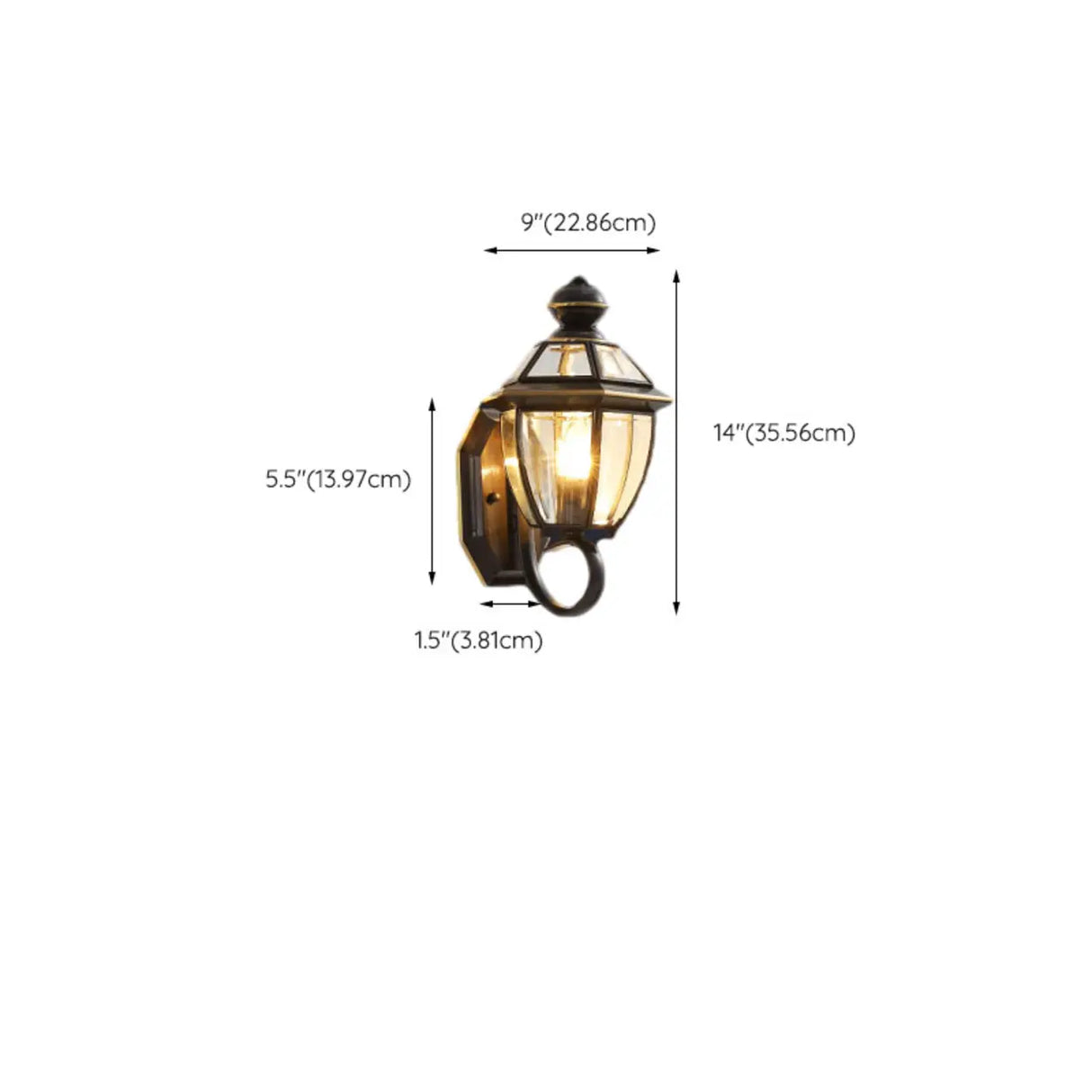 Vintage Black Glass LED Exterior Wall Lantern Light Image - 16