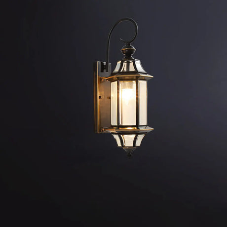 Vintage Black Glass LED Exterior Wall Lantern Light Image - 2