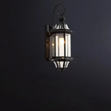 Vintage Black Glass LED Exterior Wall Lantern Light Image - 3