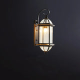 Vintage Black Glass LED Exterior Wall Lantern Light Image - 5