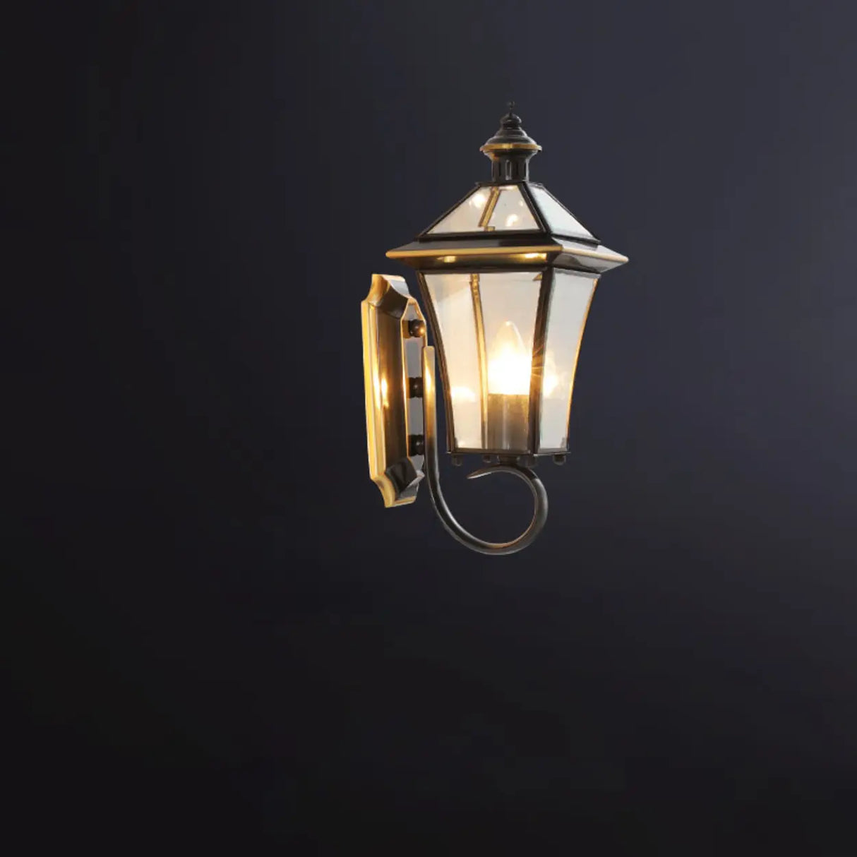 Vintage Black Glass LED Exterior Wall Lantern Light Image - 7