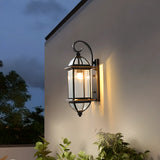 Vintage Black Glass LED Exterior Wall Lantern Light Image - 8