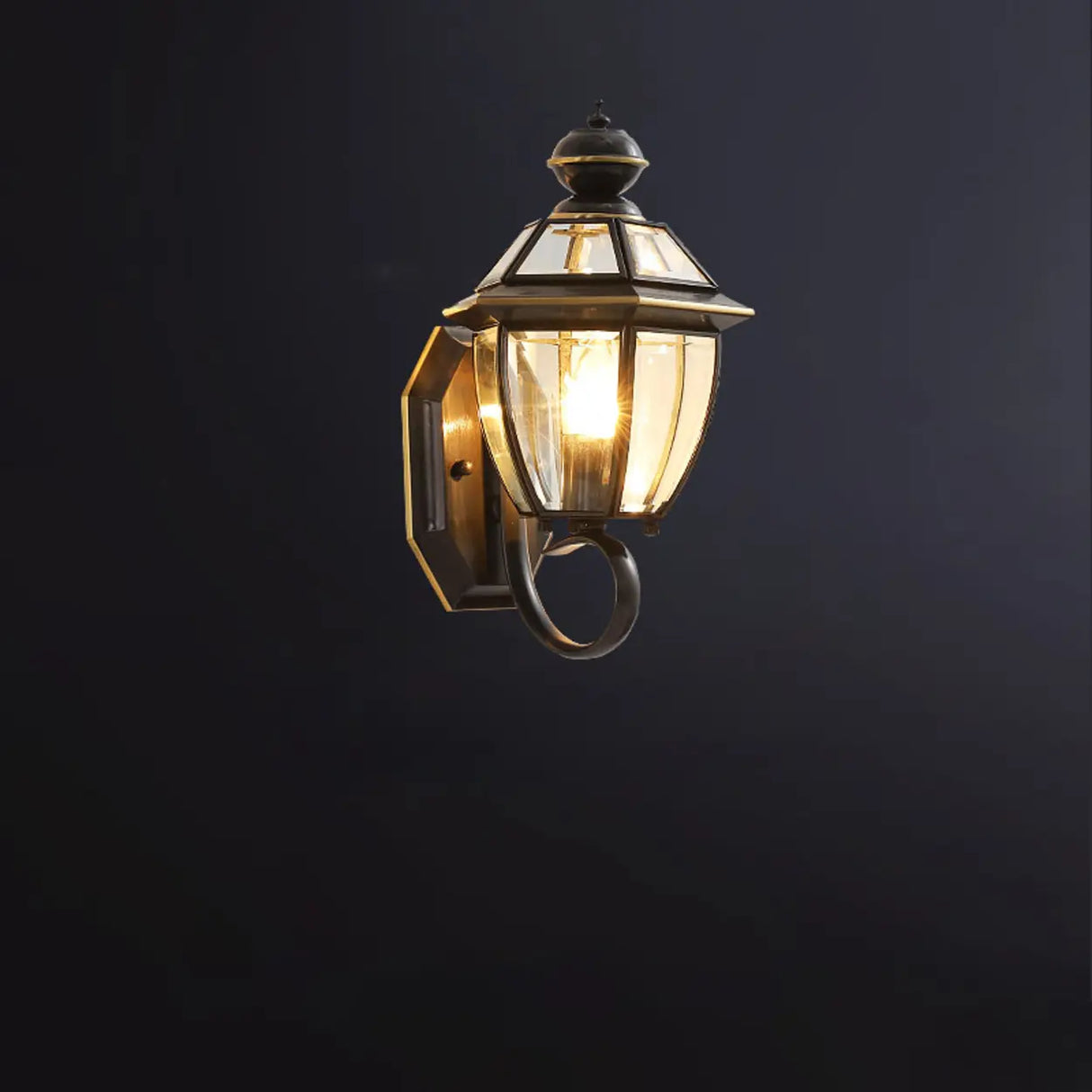 Vintage Black Glass LED Exterior Wall Lantern Light Image - 9