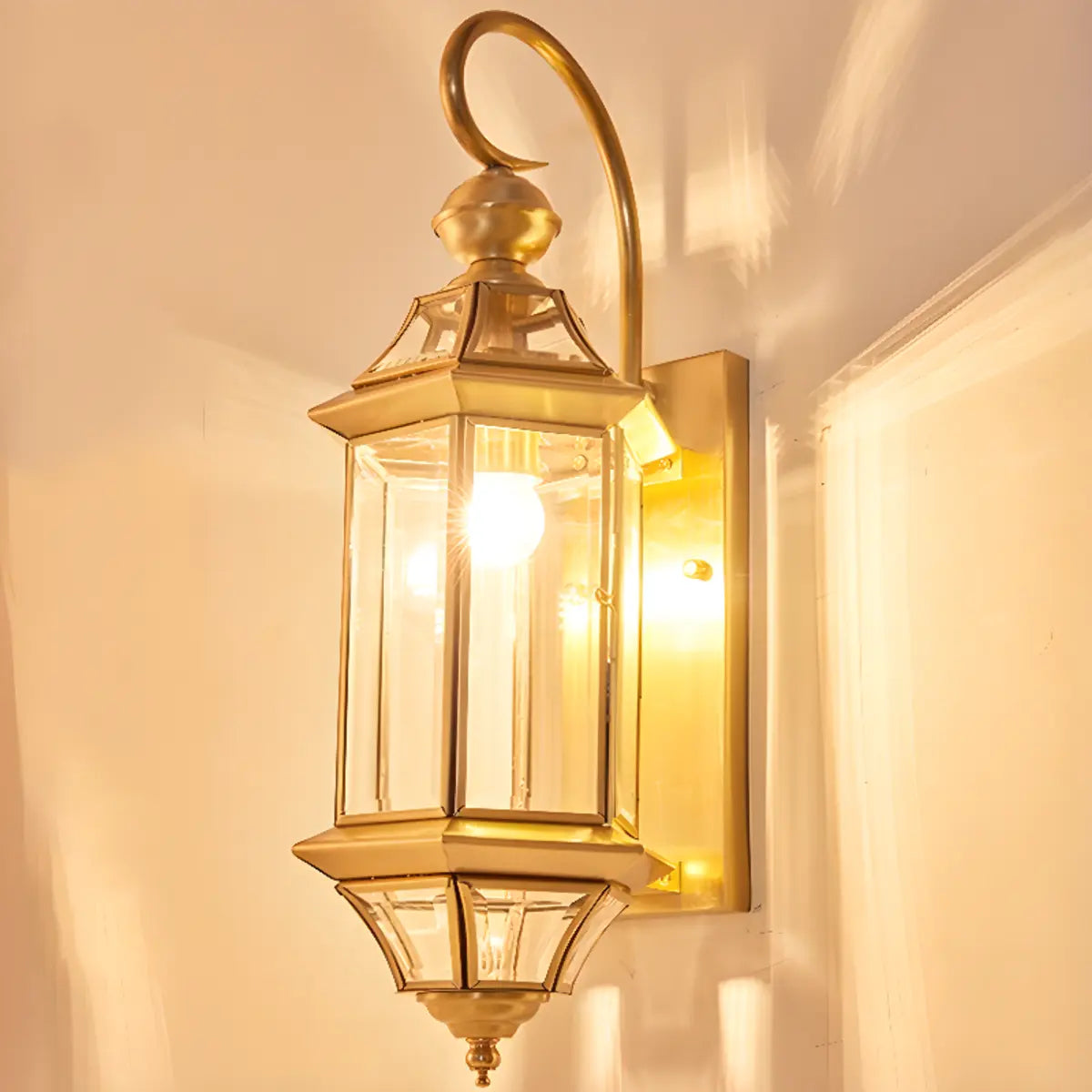 Vintage Black Glass LED Outdoor Wall Lantern Light Image - 10