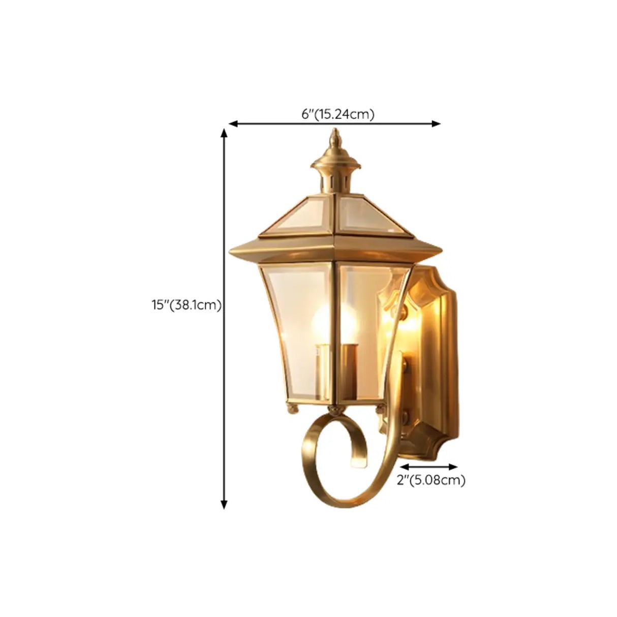 Vintage Black Glass LED Outdoor Wall Lantern Light 