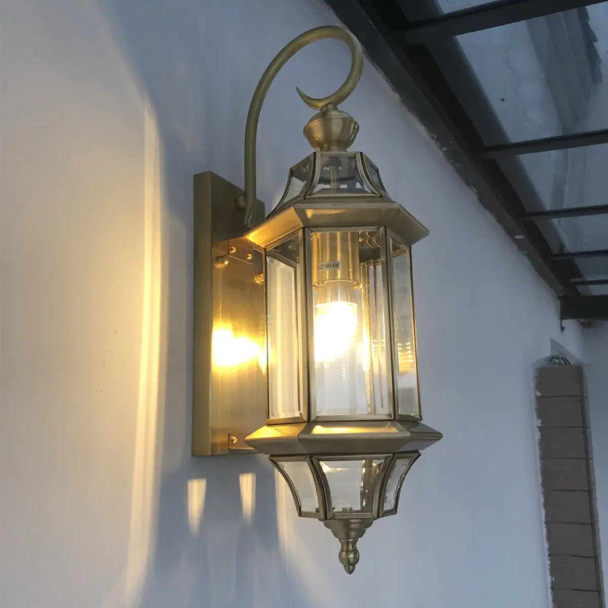 Vintage Black Glass LED Outdoor Wall Lantern Light Image - 2
