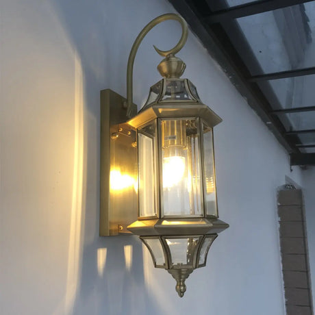 Vintage Black Glass LED Outdoor Wall Lantern Light Image - 2