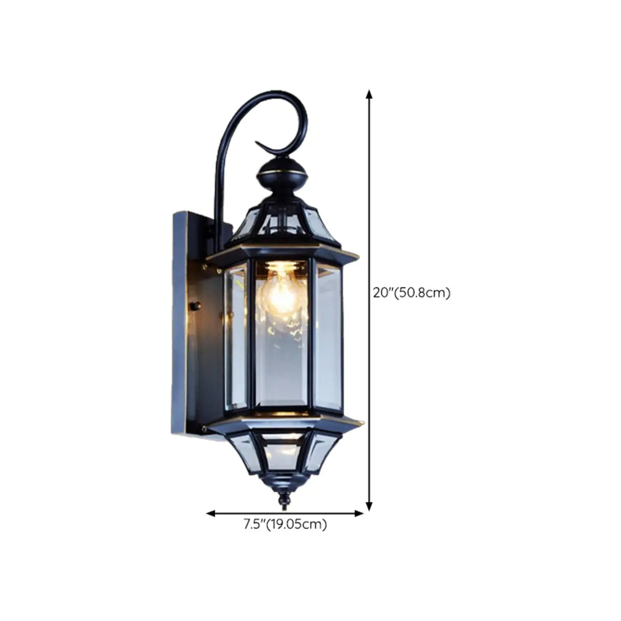Vintage Black Glass LED Outdoor Wall Lantern Light Image - 24