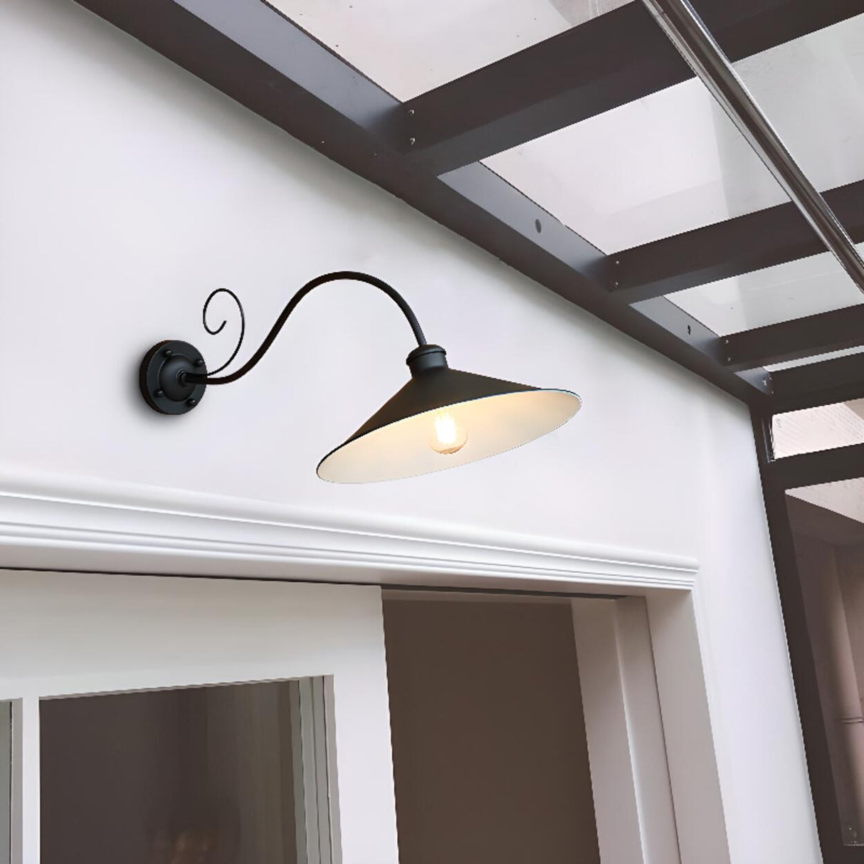 Vintage Black Industrial Outdoor Wall Light Image - 2