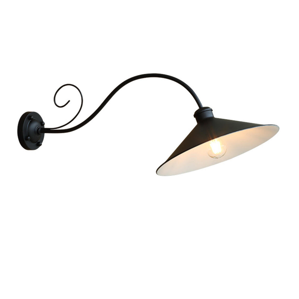 Vintage Black Industrial Outdoor Wall Light Image - 5
