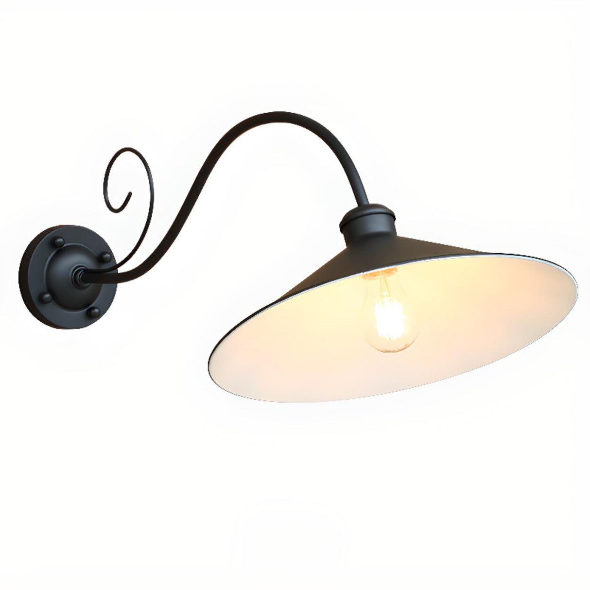 Vintage Black Industrial Outdoor Wall Light Image - 8