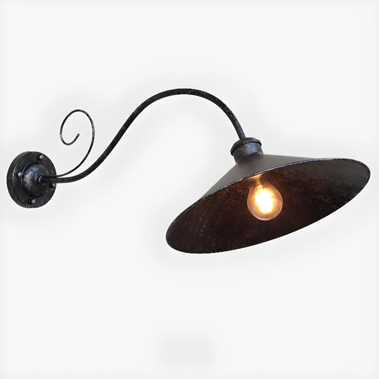 Vintage Black Industrial Outdoor Wall Light Image - 9