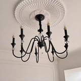 Vintage Black Iron Candelabra Crystal Chandelier Image - 1