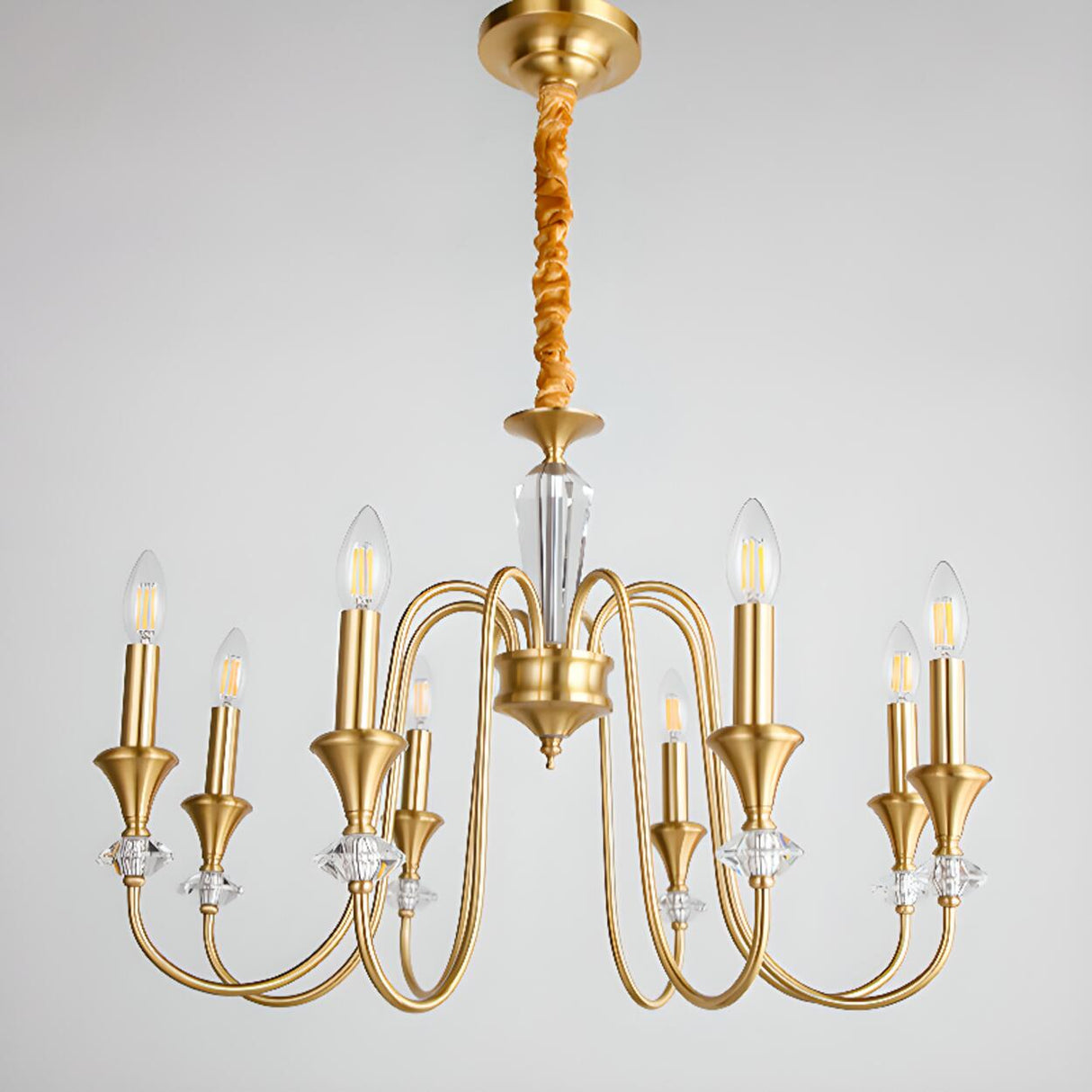 Vintage Black Iron Candelabra Crystal Chandelier Image - 10