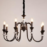 Vintage Black Iron Candelabra Crystal Chandelier Image - 11