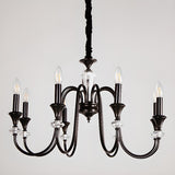 Vintage Black Iron Candelabra Crystal Chandelier Image - 15