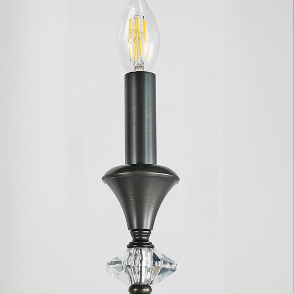 Vintage Black Iron Candelabra Crystal Chandelier Image - 19