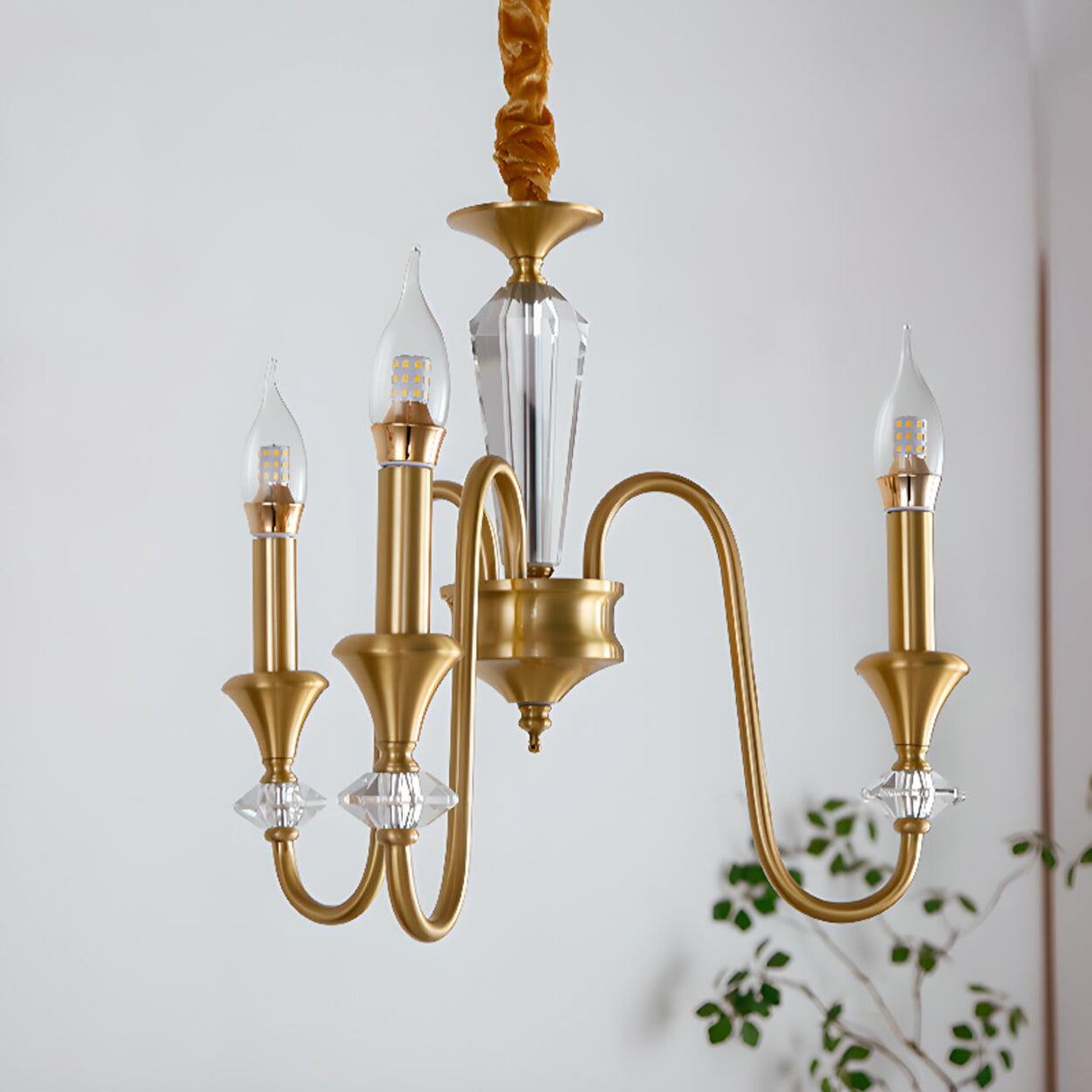 Vintage Black Iron Candelabra Crystal Chandelier Image - 20