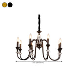 Vintage Black Iron Candelabra Crystal Chandelier Image - 23