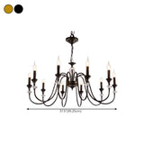 Vintage Black Iron Candelabra Crystal Chandelier Image - 24