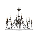 Vintage Black Iron Candelabra Crystal Chandelier Image - 25