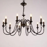 Vintage Black Iron Candelabra Crystal Chandelier Image - 6