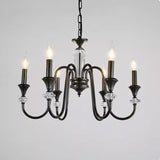 Vintage Black Iron Candelabra Crystal Chandelier Image - 7