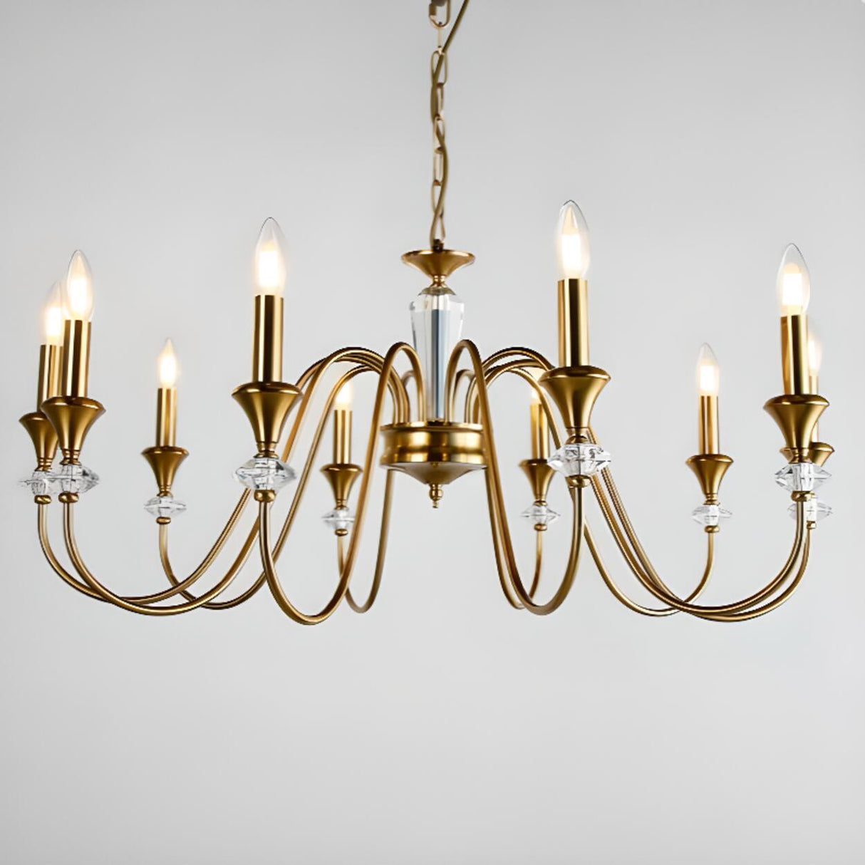 Vintage Black Iron Candelabra Crystal Chandelier Image - 8