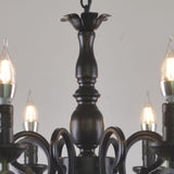Vintage Black Iron Candle Chandelier Adjustable Height Image - 10