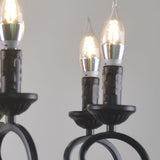 Vintage Black Iron Candle Chandelier Adjustable Height Image - 11