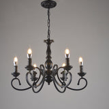 Vintage Black Iron Candle Chandelier Adjustable Height Image - 3