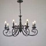 Vintage Black Iron Candle Chandelier Adjustable Height Image - 5