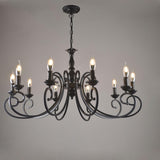 Vintage Black Iron Candle Chandelier Adjustable Height Image - 7