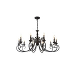 Vintage Black Iron Candle Chandelier Adjustable Height Image - 9