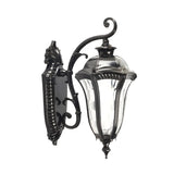 Vintage Black Lantern Exterior Glass Wall Light Fixture Image - 3