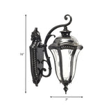 Vintage Black Lantern Exterior Glass Wall Light Fixture #size