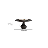 Vintage Black Lazy Susan Round Wood Pedestal Dining Table Image - 10