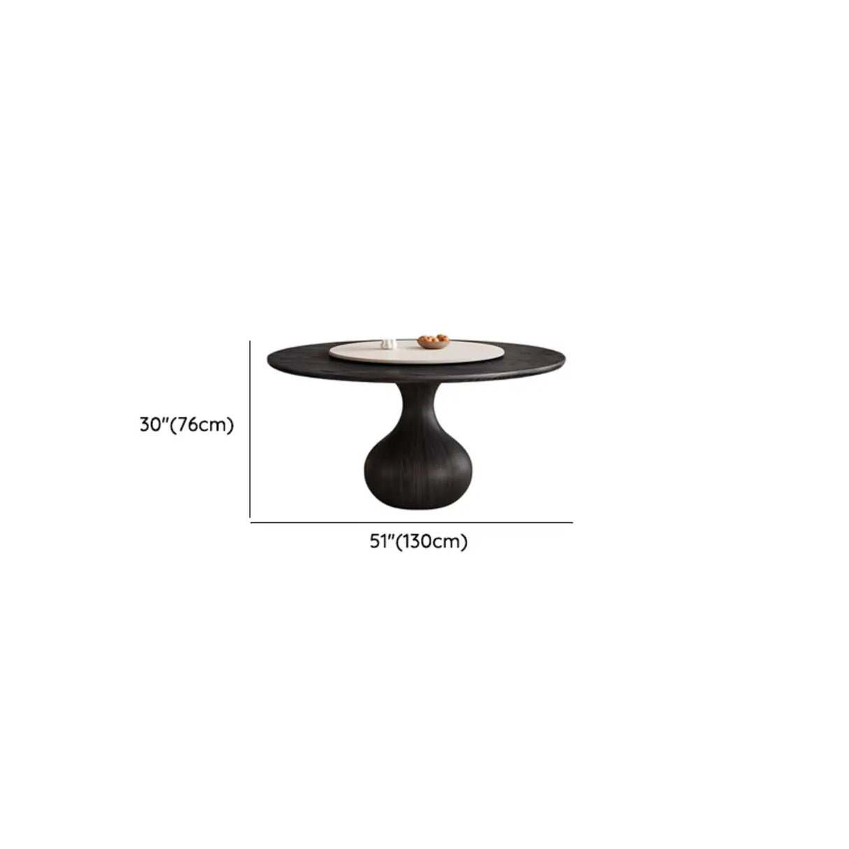 Vintage Black Lazy Susan Round Wood Pedestal Dining Table Image - 9