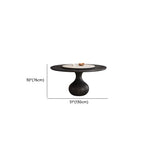 Vintage Black Lazy Susan Round Wood Pedestal Dining Table Image - 9