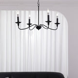 Vintage Black Metal Candelabra Chandelier Adjustable Height Image - 6
