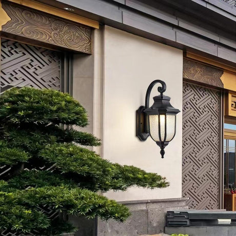 Vintage Black Outdoor Waterproof Wall Lantern Light Image - 2