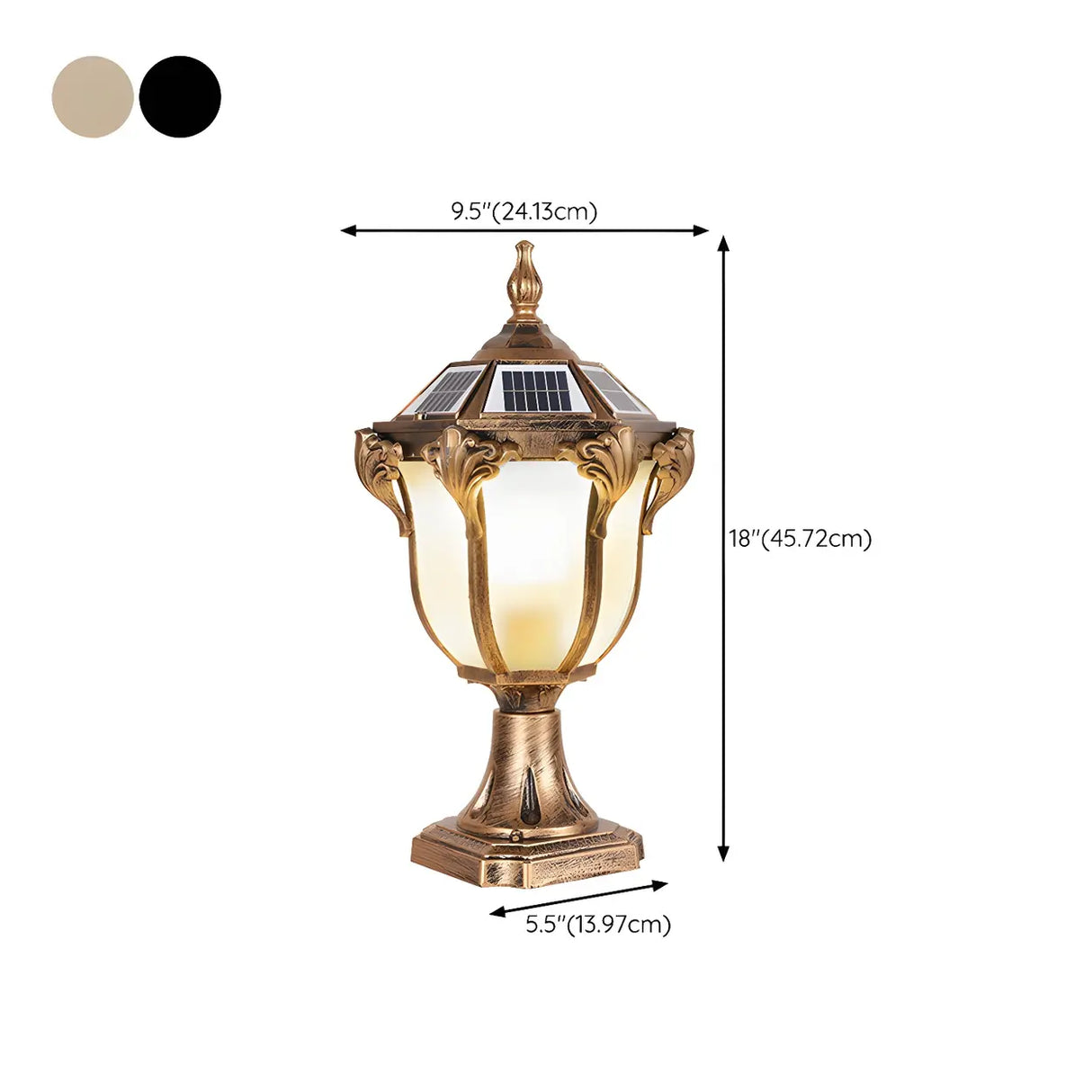 Vintage Black Solar Outdoor Lantern Garden Post Light 
